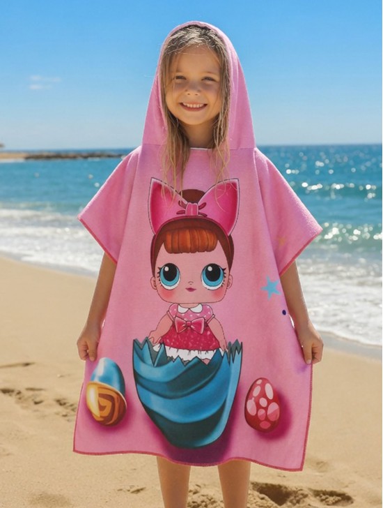 Kids Cute Patterned Hoodie Towel